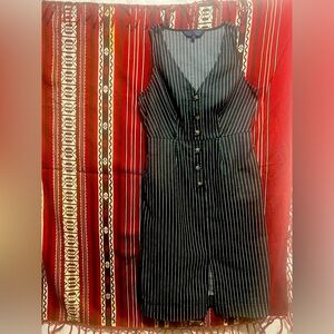 Small women’s black and white striped sleeveless shirt dress by Rachel Roy